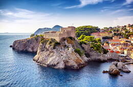 Dubrovnik, one of the world’s best-preserved medieval towns, view of a building built into the coast
