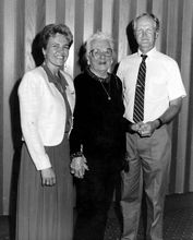 Wayne and Gladys Valley with relative, in black and white