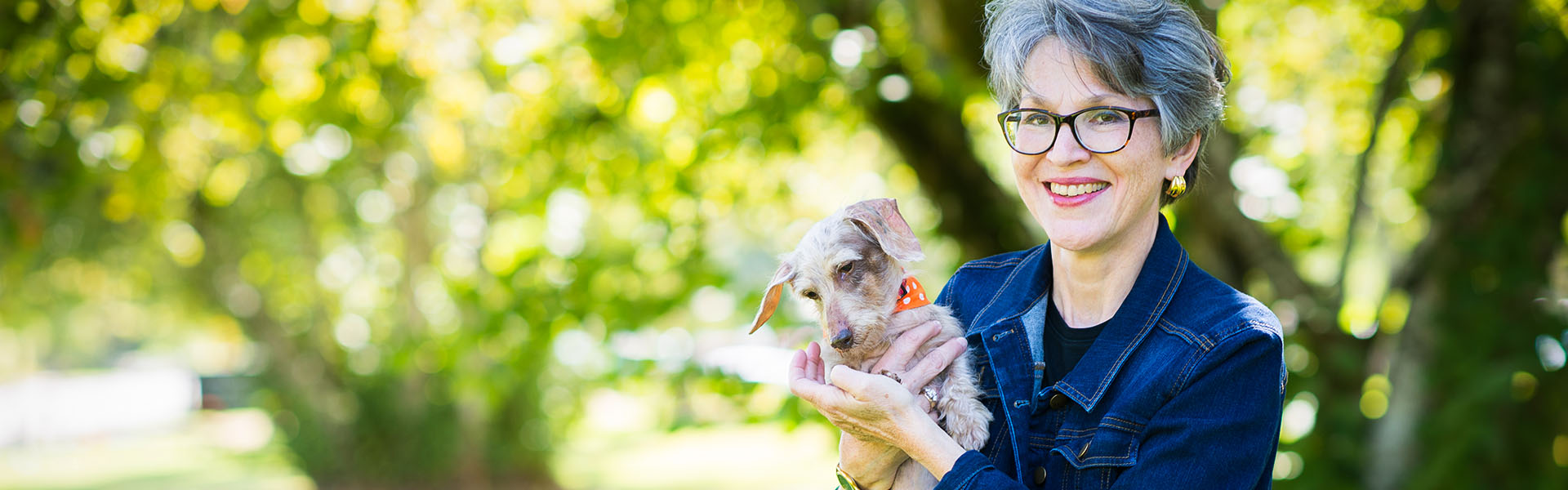 Rebecca Camden with her dog, Maude