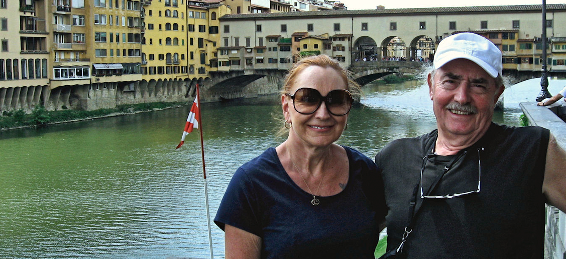 Murray and Linda Smith by a river in Ponte Vicchio