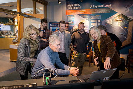 Mike and Judy Gaulke visiting the marine center.