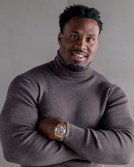 Steven Jackson standing in a sweater