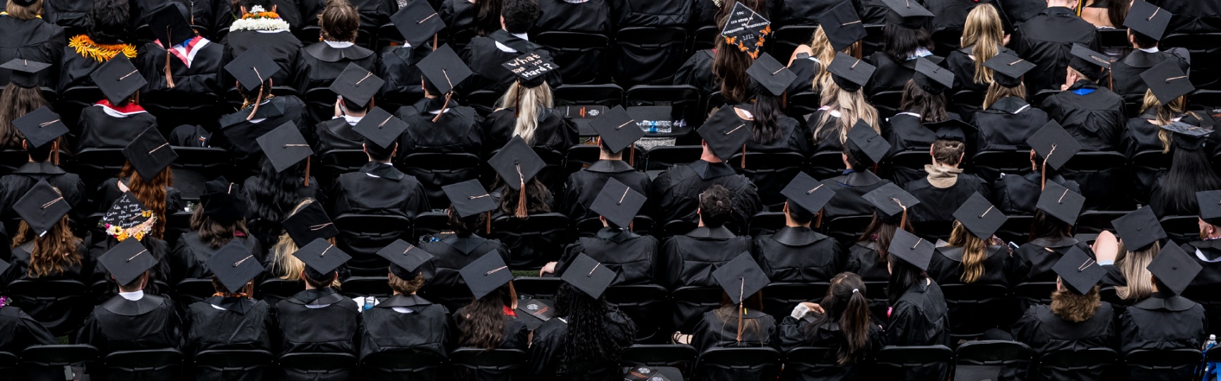 Aerial view of OSU grads in caps and gowns