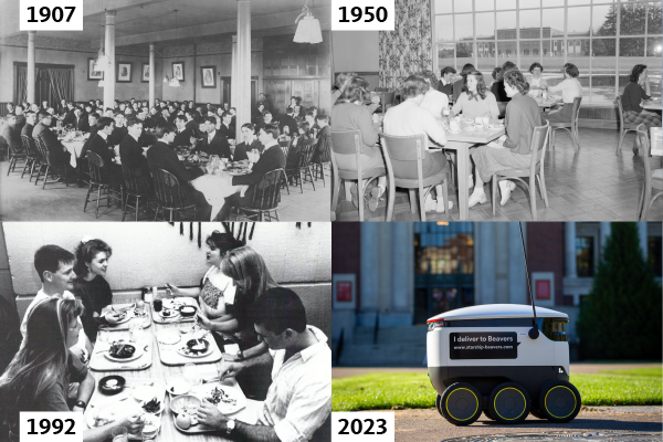 A collage of images relating to OSU dining halls since 1907