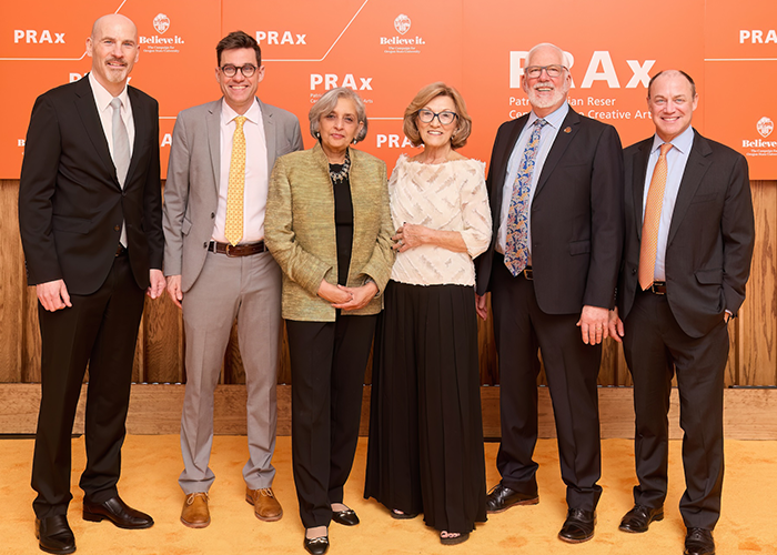 Group photo of Ed Feser, Peter Betjemann, Jayathi Murthy, Pat Reser, Larry Rodgers, and Shawn Scoville.