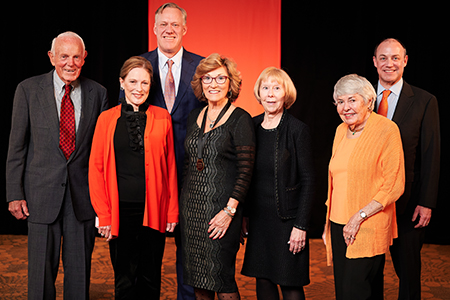 Peggy Wood in a group photo with Pat Reser, Shawn Scoville, Eric Schoenstein, Sue McGrath, Connie Kearney, and Jerry Hulsman.